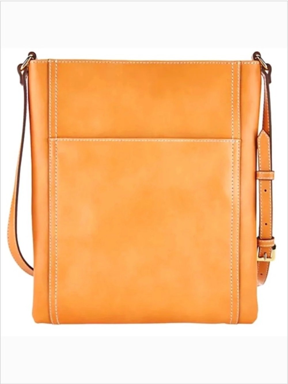 G.I.L.I. Leather Double Zip Flat Crossbody Terra